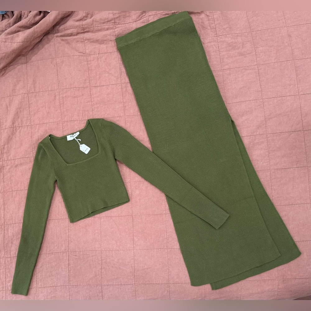 Green Knit Two-Piece Set